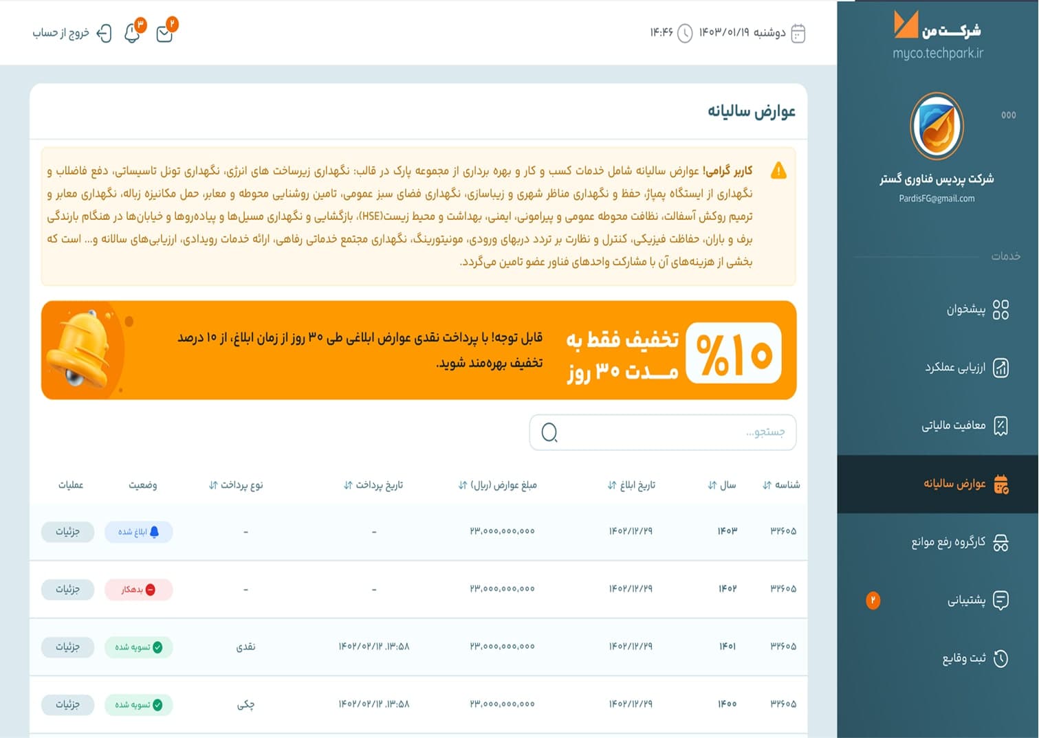 سامانه مایکو-مدیریت و پیگیری درخواست‌ شرکت‌ها - تصویر 2